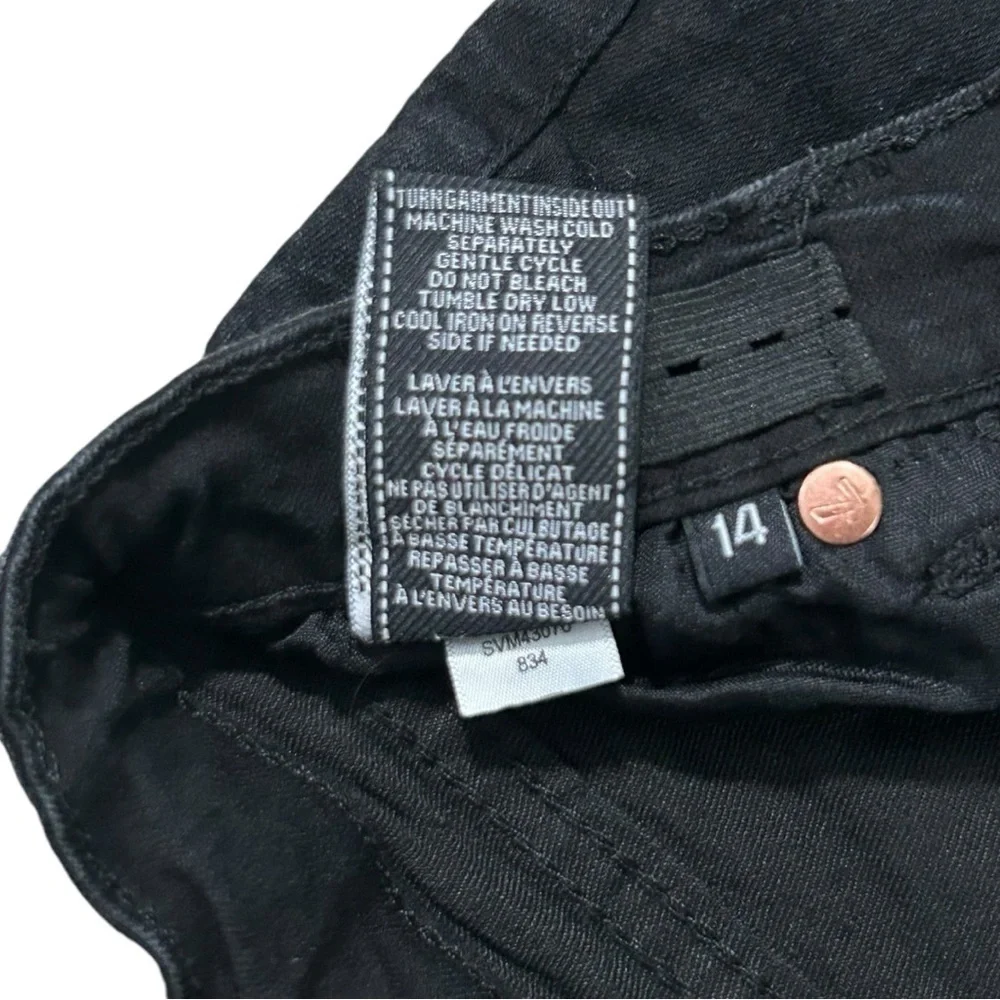 7 For All Man Kind Girls Jeans‎ Size 14 Slimmy Black Denim Adjustable Waist